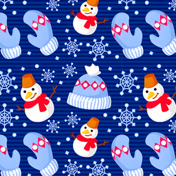 [NMN1001] BRUSH ESTAMPADO NAVIDEÑO MUÑECOS DE NIEVE Y GUANTES