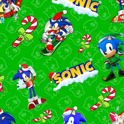 [NSC1000] BRUSH ESTAMPADO NAVIDEÑO SONIC FONDO VERDE