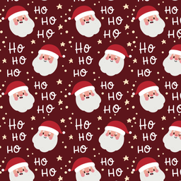 [NST1001] BRUSH ESTAMPADO NAVIDEÑOS SANTAS CARAS FONDO ROJO