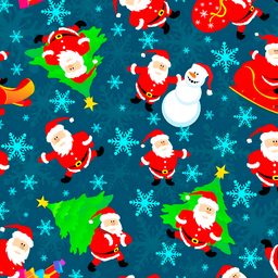 [NST1004] BRUSH ESTAMPADO SANTA FONDO AZUL Y COPOS DE NIEVE