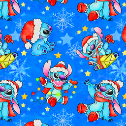 [NTT1003] BRUSH ESTAMPADO STITCH NAVIDAD FONDO AZUL