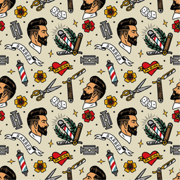[VBR1000] BRUSH ESTAMPADO BARBEROS FONDO KAKI
