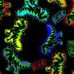 [VDS1000] BRUSH ESTAMPADO DINOSAURIOS MANCHAS DE COLORES