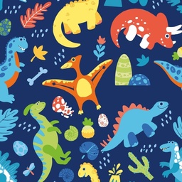 [VDS1001] BRUSH ESTAMPADO DINOSAURIOS FONDO AZUL