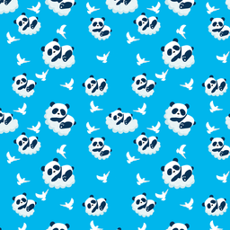 [VPD1001] BRUSH ESTAMPADO PANDA & NUBES FONDO TURQUESA