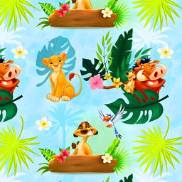 [VRY1000] BRUSH ESTAMPADO REY LEON FONDO DE HOJAS