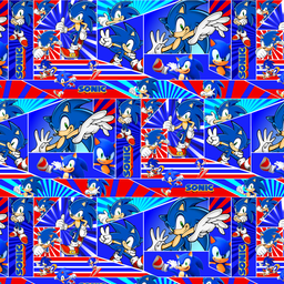 [VSC1001] BRUSH ESTAMPADO SONIC FONDO AZUL Y ROJO