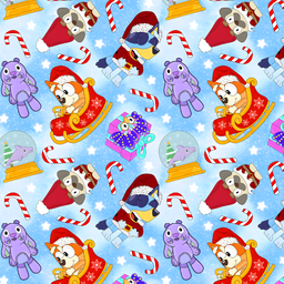 [NBL1002] BRUSH ESTAMPADO NAVIDAD BLUEY CELESTE