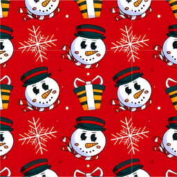 [NMN1006] BRUSH ESTAMPADO MUÑECO DE NIEVE FONDO ROJO