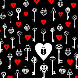 [SSV1002] SATIN ESTAMPADO SAN VALENTIN CORAZONES & LLAVES