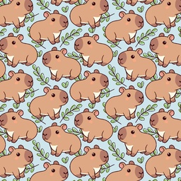 [ACB1002] BRUSH ESTAMPADO CAPIBARA FONDO VERDE AGUA