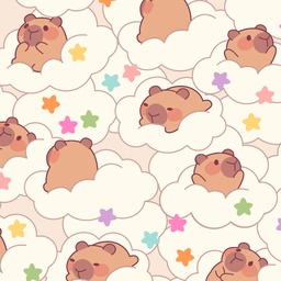 [ACB1000] BRUSH ESTAMPADO CAPIBARA NUBES