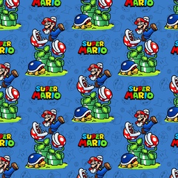 [VMB1008] BRUSH ESTAMPADO MARIO BROS CLASICO FONDO CELESTE