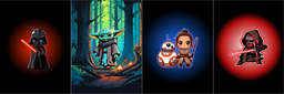 [FSW1000] BRUSH ESTAMPADO FRENTES STAR WARS CHIBI FONDO NEGRO NIÑO