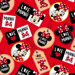 [DMI1006] BRUSH ESTAMPADO MINNIE 6 ETIQUETAS FONDO ROJO