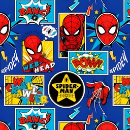 [VSP1016] BRUSH ESTAMPADO SPIDER MAN CLASICO COLLAGE FONDO AZUL