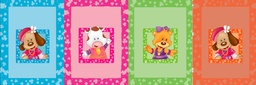 [FMS1000] BRUSH ESTAMPADO FRENTES MASKOTITAS NIÑA