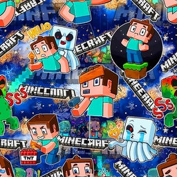 [VMI1001] BRUSH ESTAMPADO MINECRAFT STEVE FONDO CELESTE