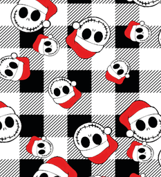 [NJK1002] BRUSH ESTAMPADO JACK SKELLINGTON CUADRO BLANCO Y NEGRO