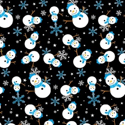 [NMN1009] BRUSH ESTAMPADO MUÑECO DE NIEVE FONDO NEGRO