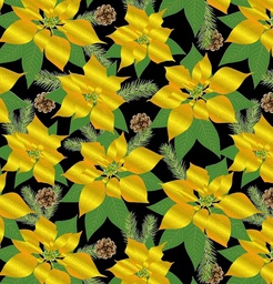 [FLO1087] BRUSH ESTAMPADO NAVIDAD PASTORAS DORADAS FONDO NEGRO