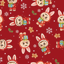 [NLB1000] BRUSH ESTAMPADO NAVIDAD LABUBU ROJO