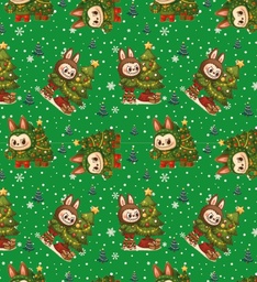 [NLB1003] BRUSH ESTAMPADO NAVIDAD LABUBU VERDE