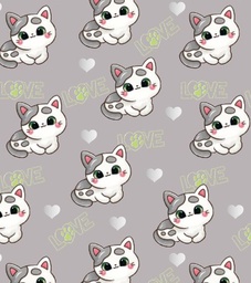 [AGA1002] BRUSH ESTAMPADO GATITOS FONDO GRIS