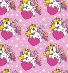[DUN1002] BRUSH ESTAMPADO UNICORNIO FONDO ROSADO CON ESTRELLAS
