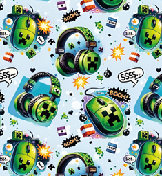 [VMI1002] BRUSH ESTAMPADO MINECRAFT AUDIFONOS & MOUSE DE CREEPER