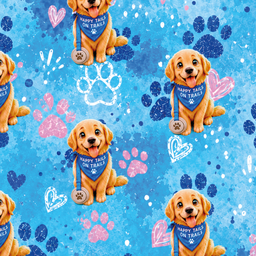 [APE1015] BRUSH ESTAMPADO PERRO SONRIENTE FONDO DE HUELLITAS