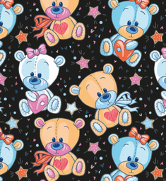[DOP1002] BRUSH ESTAMPADO OSITOS DE PELUCHE ESTRELLAS & CORAZONES