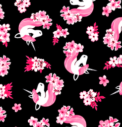 [DUN1003] BRUSH ESTAMPADO UNICORNIO ROSA FONDO NEGRO