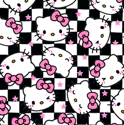 [DHK1019] BRUSH ESTAMPADO HELLO KITTY FONDO DE CUADROS CON ESTRELLAS